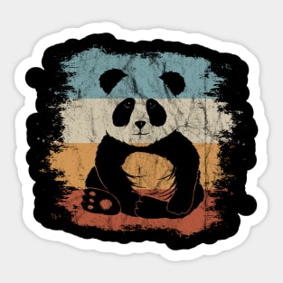 Funky Cute 80s Retro Panda Bear Silhouette Sticker